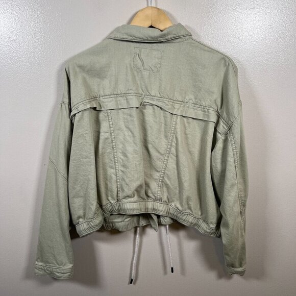 Anthropologie Pilcro Tidal Moto Utility Jacket Size XL Green Cropped Field - Picture 3 of 11